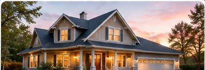 Family home at sunset